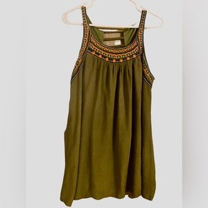 Jodifl Embroidered Top Womens M Medium Sleeveless Lined Blouse Green Flowy shirt